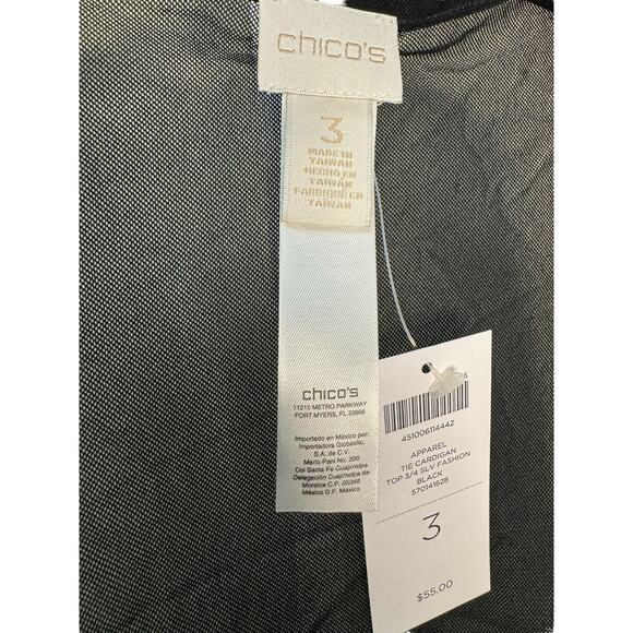 Chicos NWT Tie Cardigan in Black Size 3 (XL) - Picture 5 of 5